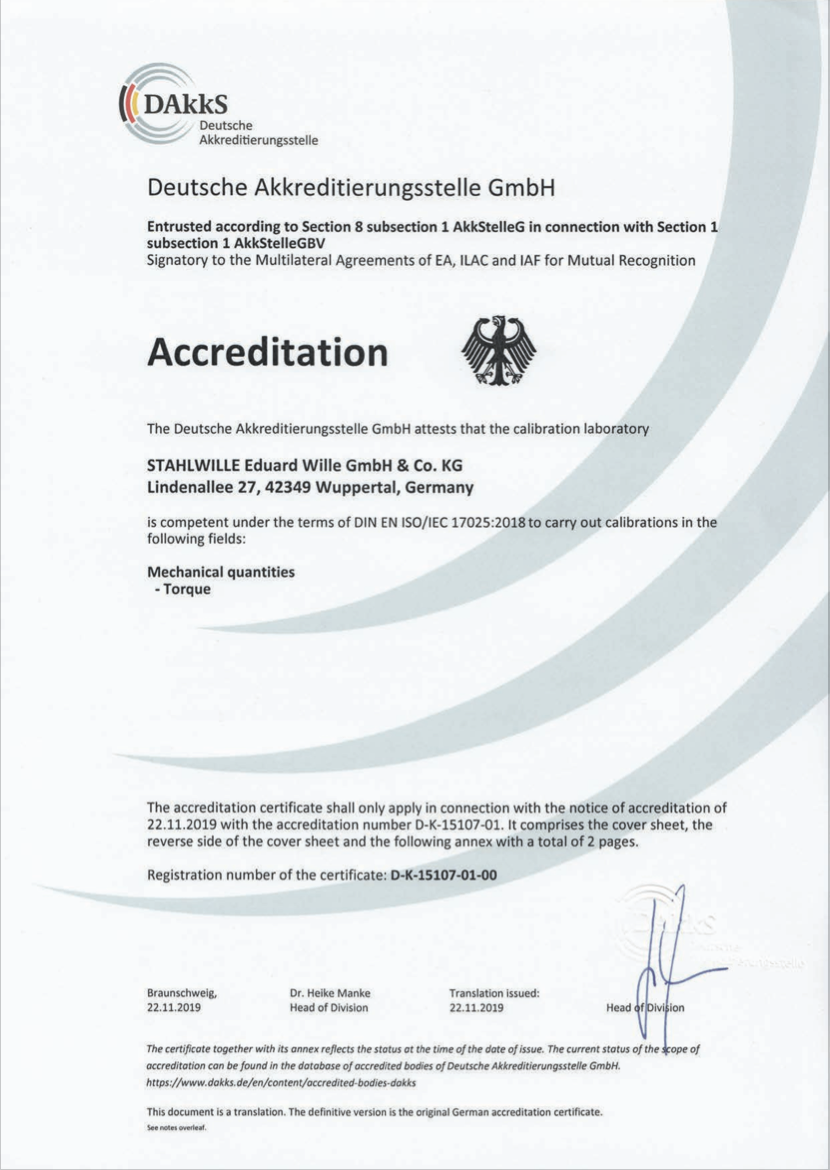 STAHLWILLE dakks-accreditation